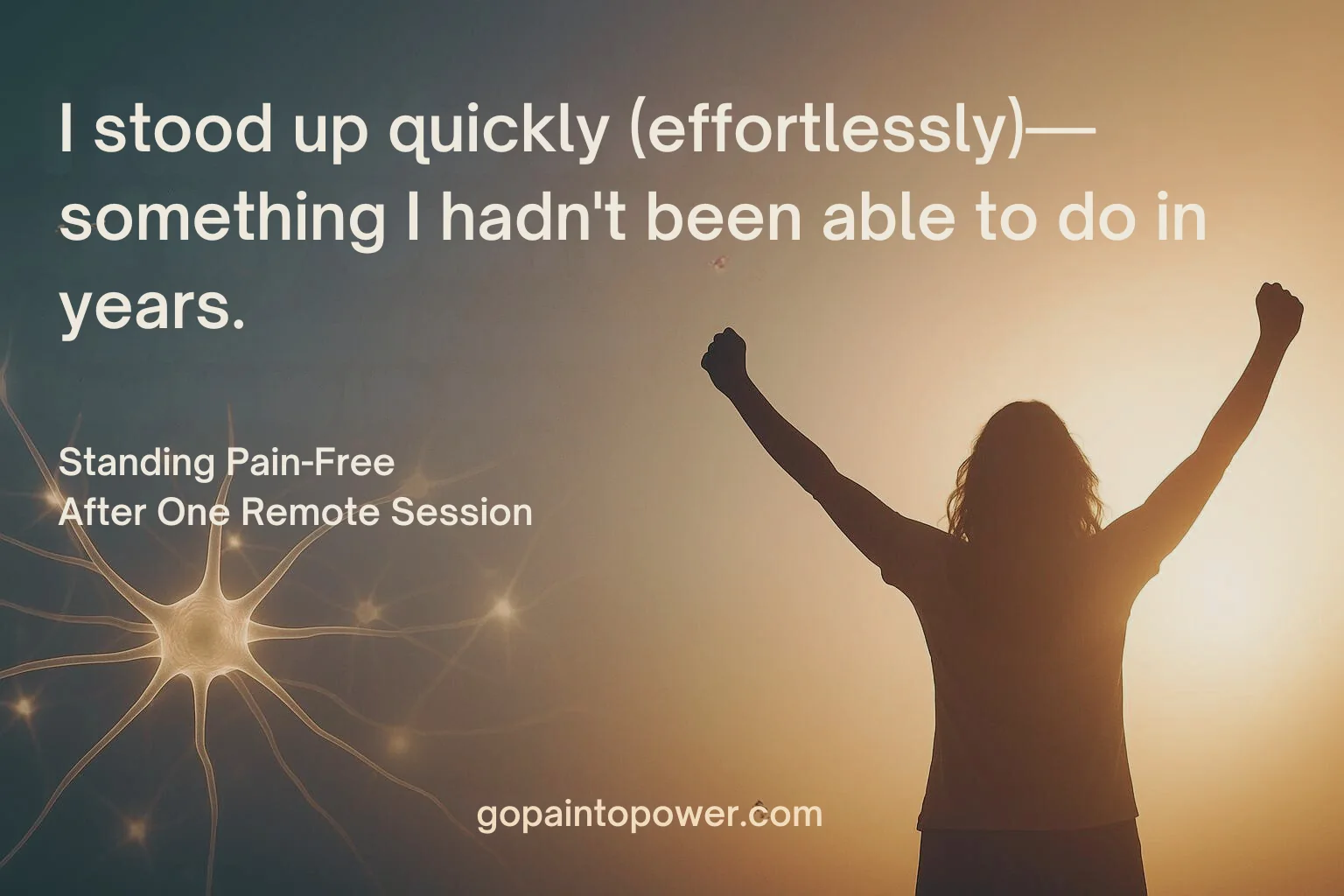Client experience describing standing without pain after a remote Go Pain to Power session