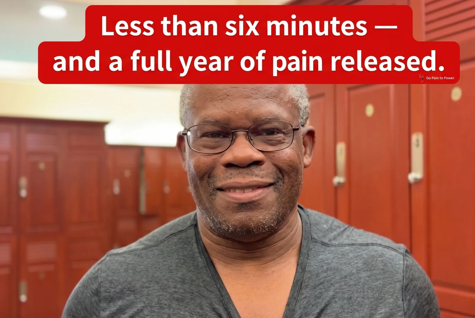 Go Pain to Power client Jeff smiling after a session for persistent lower-back pain